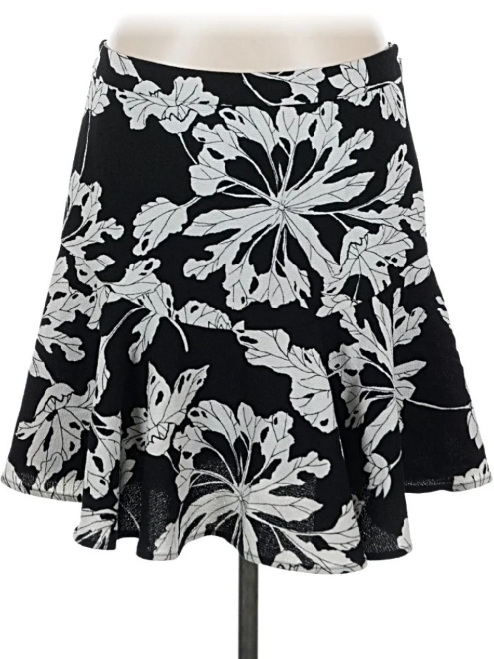 Banana Republic Black and White Floral A-Line Skirt